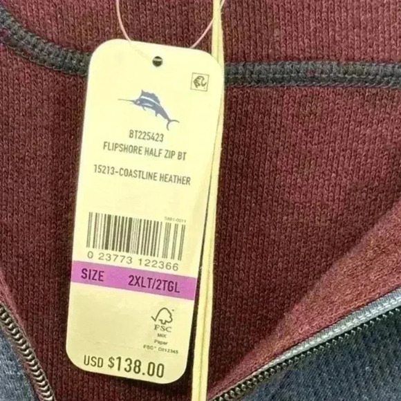 Tommy Bahama Flipshore Half-Zip Reversible Pull Over Sweatshirt Men's Sz 2XLT - Picture 7 of 7